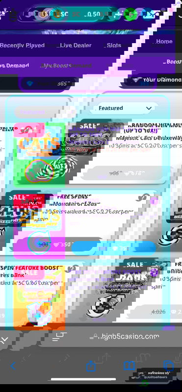 Mobile Screenshot of High 5 Casino Promo Page