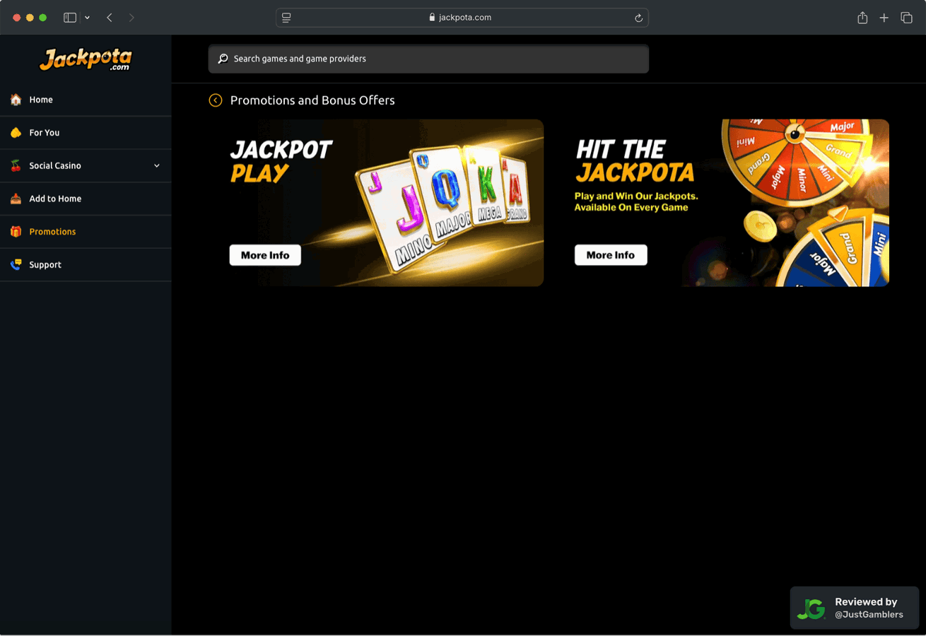 Desktop Screenshot of Jackpota Promo Page