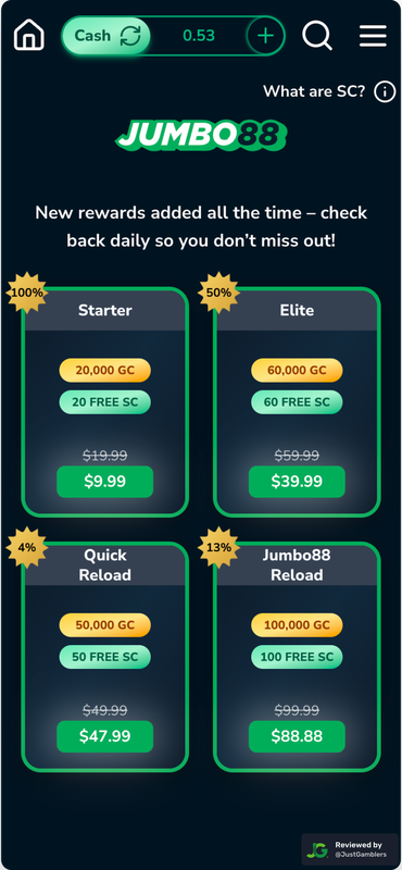Mobile screenshot of the coin purchase process at Jumbo88.