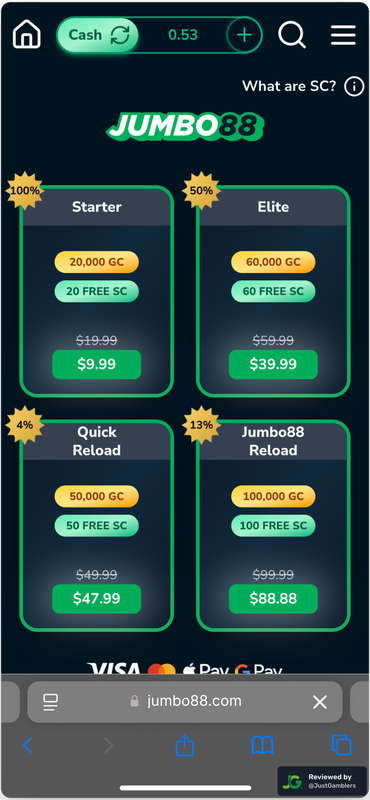 Mobile screenshot of the promo page at Jumbo88.