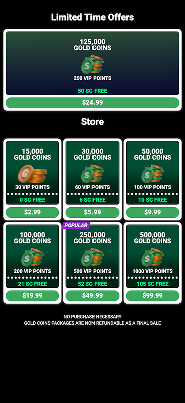 Mobile screenshot of the coin purchase process at LoneStar.