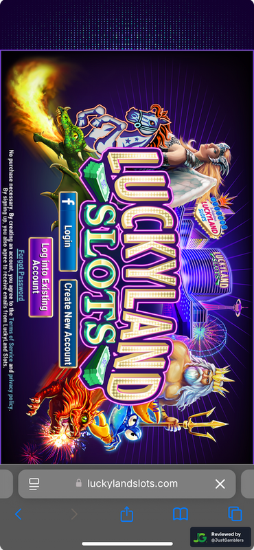 Mobile screenshot of the registration page at LuckyLands Slots.