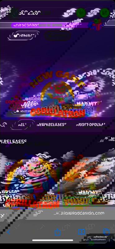 Mobile screenshot of the starting page at Lunaland Casino.