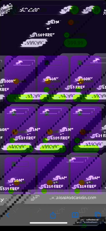 Mobile screenshot of the coin purchase process at Lunaland Casino.