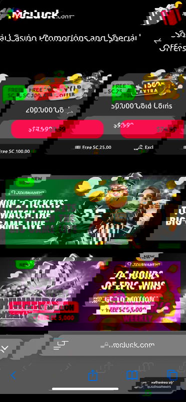 Mobile Screenshot of McLuck Promo Page