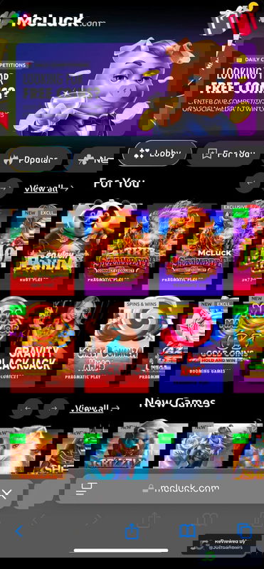 Mobile Screenshot of McLuck Starting Page