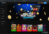 Desktop screenshot of the starting page at PeakPlay.
