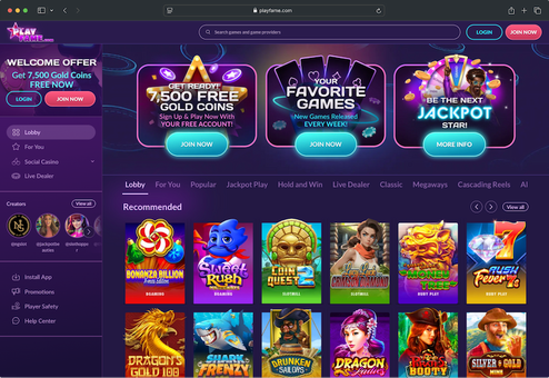 screenshot-playfame-gaming-lobby-page-desktop