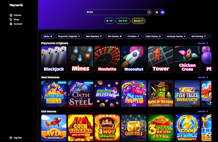 Desktop screenshot of the starting page at Playnomic.