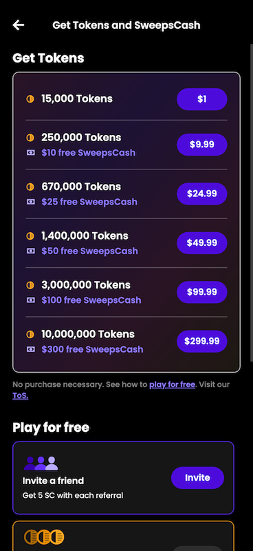Mobile screenshot of the coin purchase process at Playnomic.