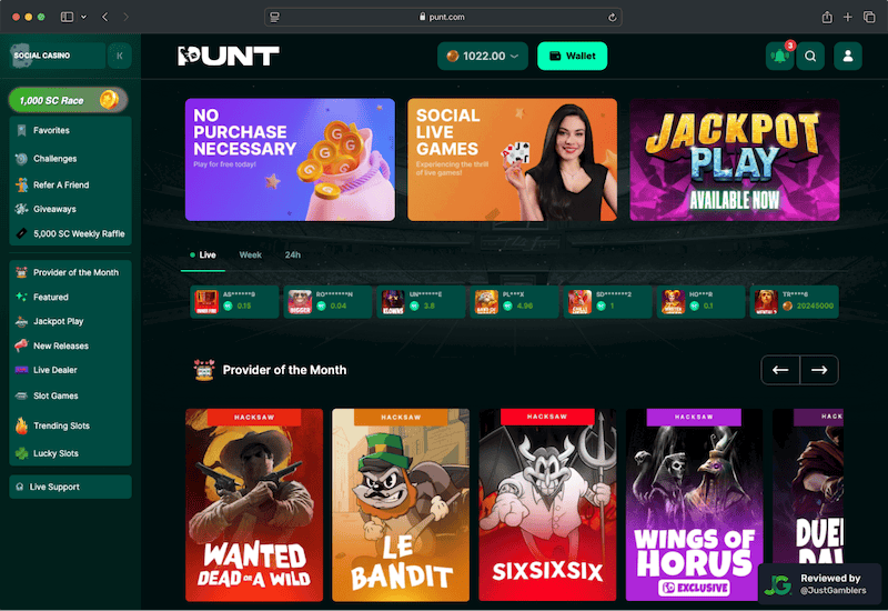 Desktop screenshot of the starting page at Punt.