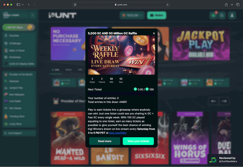 Desktop screenshot of the promo page at Punt.