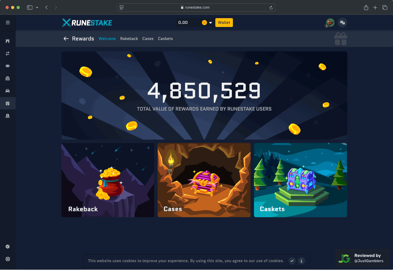 Desktop screenshot of the promo page at RuneStake.