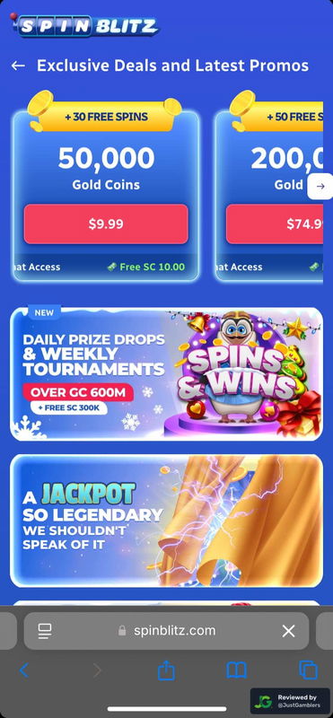 Mobile Screenshot of SpinBlitz Promo Page