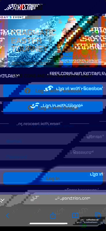 Mobile screenshot of the registration page at Sportzino.