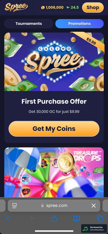 Mobile screenshot of the promo page at Spree.