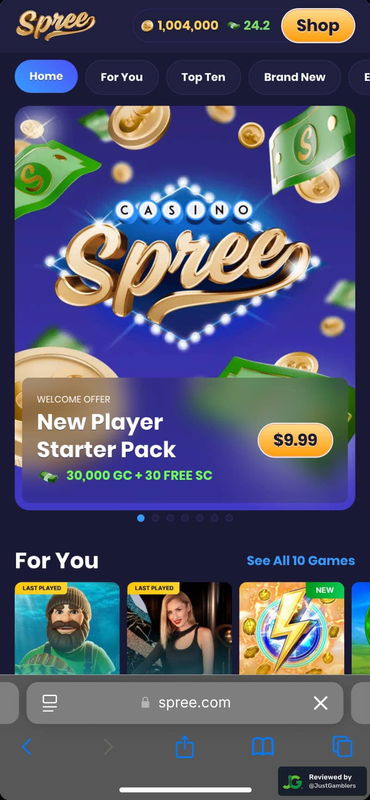 Mobile screenshot of the starting page at Spree.