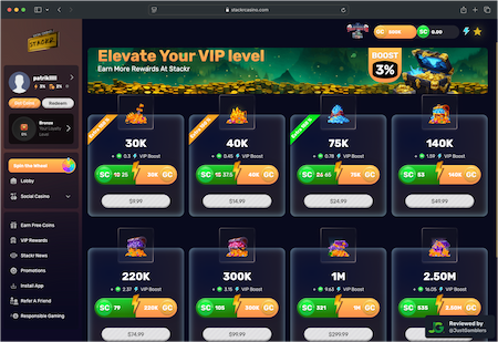 Desktop screenshot of the promo page at Stackr.