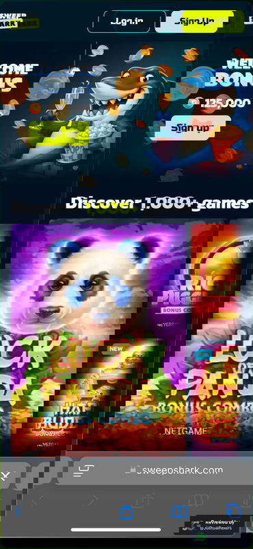 Mobile screenshot of the landing page at SweepShark.