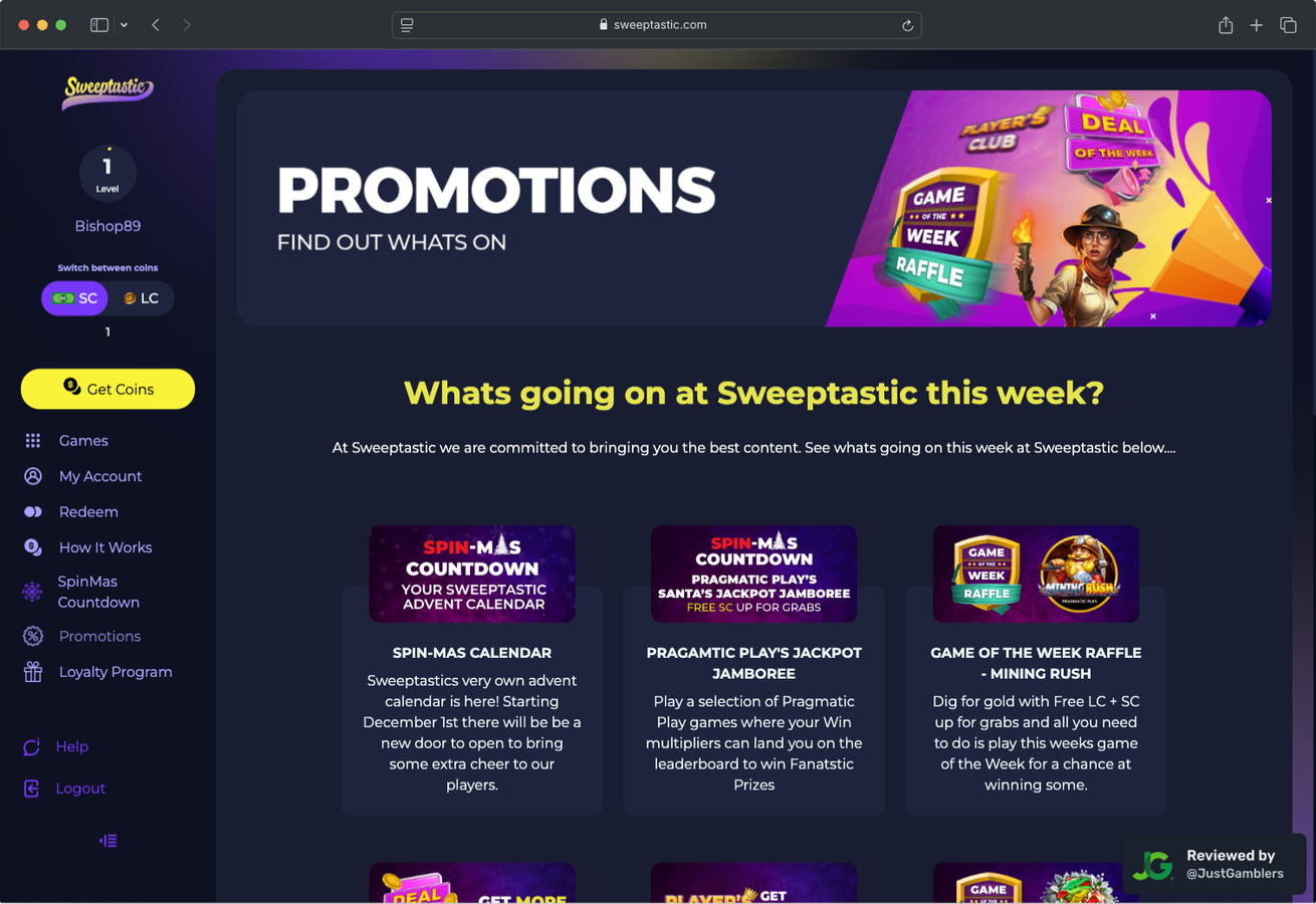 Desktop Screenshot of Sweeptastic Promo Page