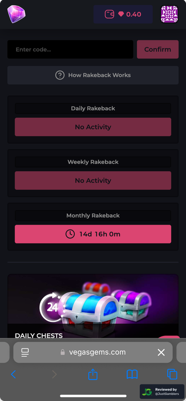 Mobile Screenshot of VegasGems Promo Page