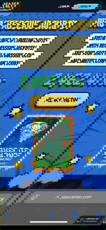 Mobile screenshot of the promo page at Yay Casino.