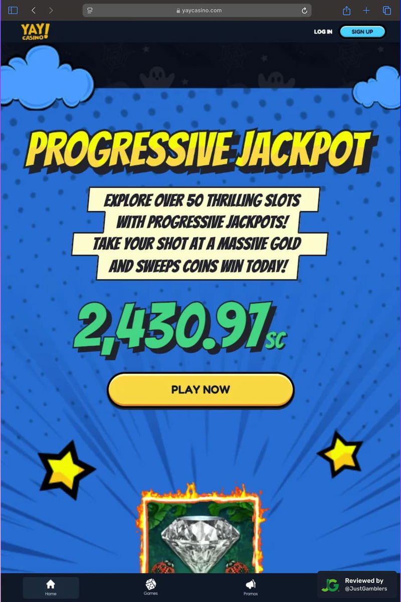 Tablet screenshot of the promo page at Yay Casino.