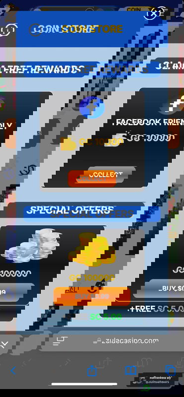 Mobile Screenshot of Zula Casino Coin Purchase Page
