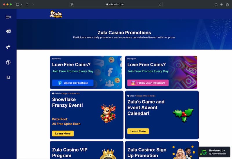 Desktop Screenshot of Zula Casino Promo Page