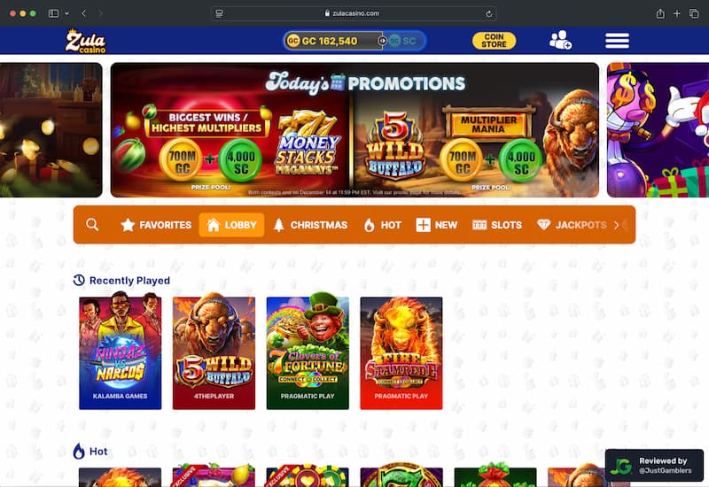 Desktop Screenshot of Zula Casino Starting Page