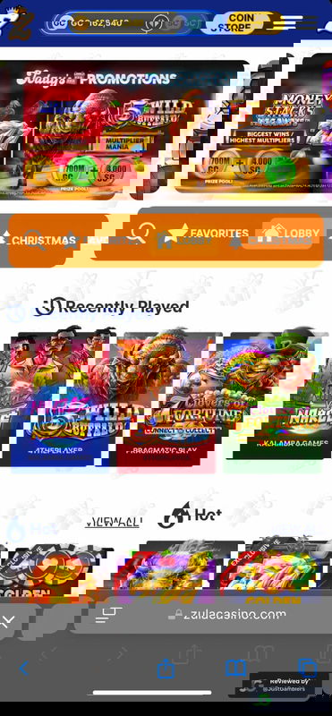 Mobile Screenshot of Zula Casino Starting Page