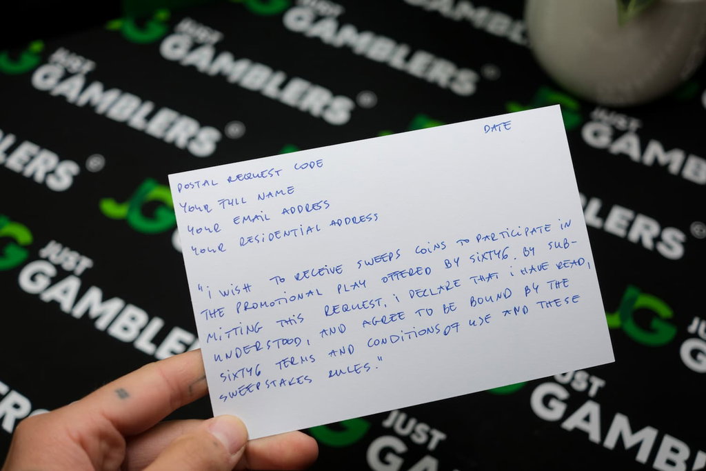Photo of what you need to complete the Sixty6 mail-in request postcard.
