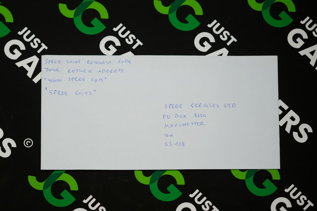 Photo of what you need to complete the Spree mail-in request envelope.