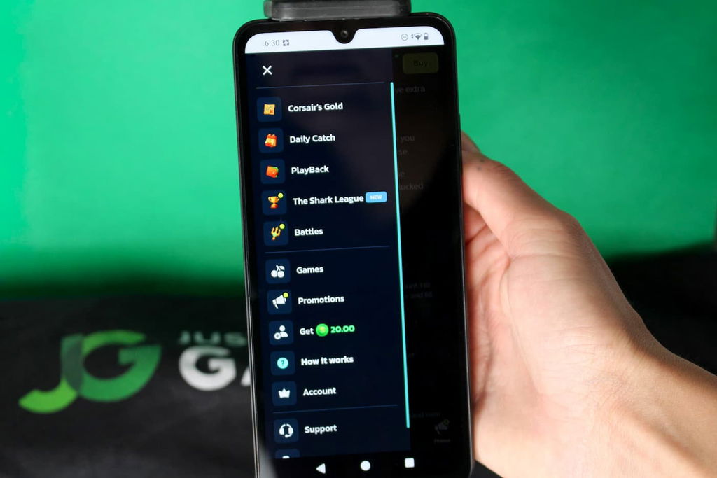 Photo of SweepShark Menu Page on iPhone