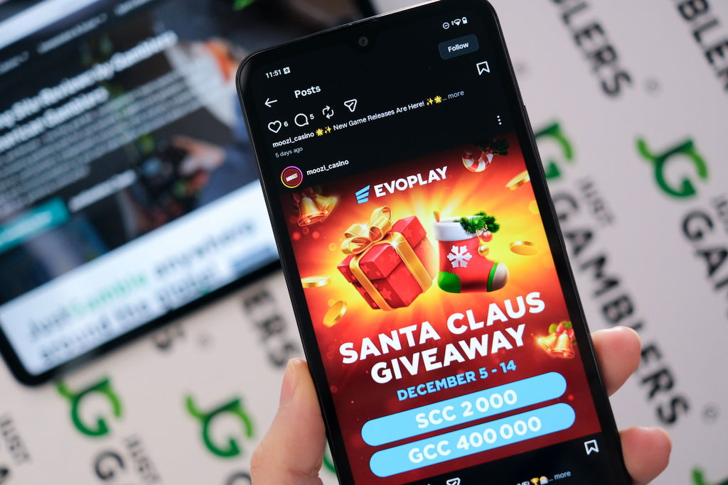 Photo example of sweepstakes casino promotions: social media promos by Moozi.