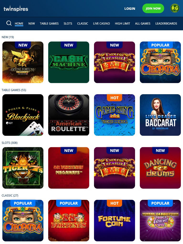 twinspires united states casino tablet