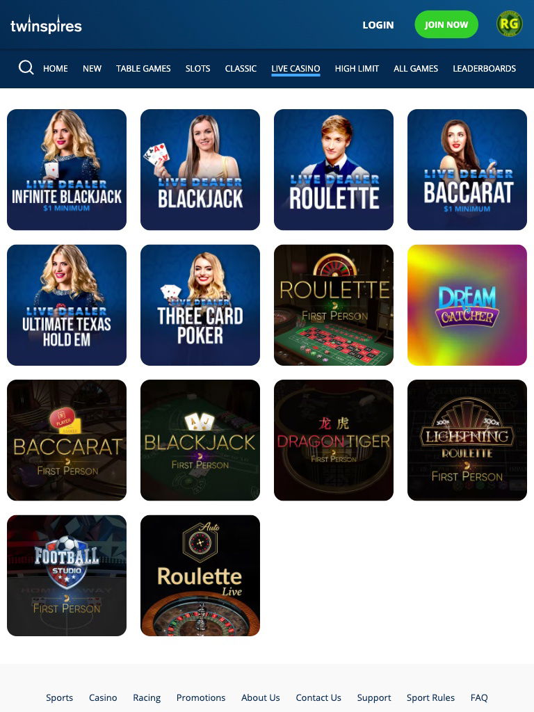 twinspires united states live casino tablet