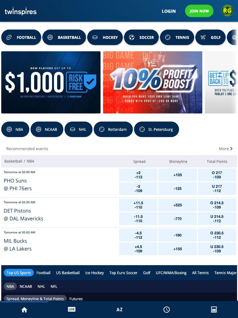 twinspires united states sports tablet