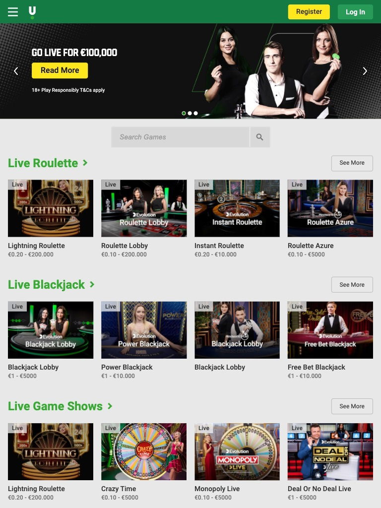 unibet live casino tablet