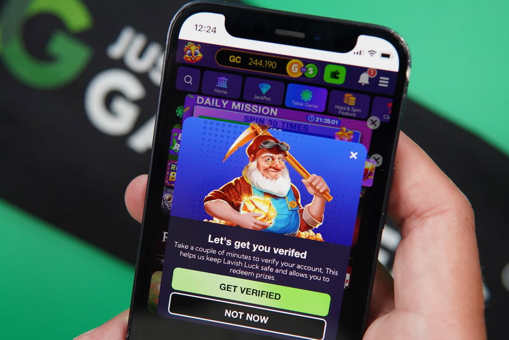 Photo of a KYC verification prompt in sweepstakes casino redemptions page.