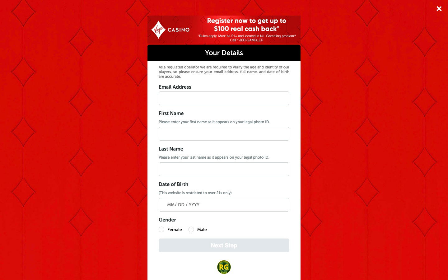 virgin casino united states register