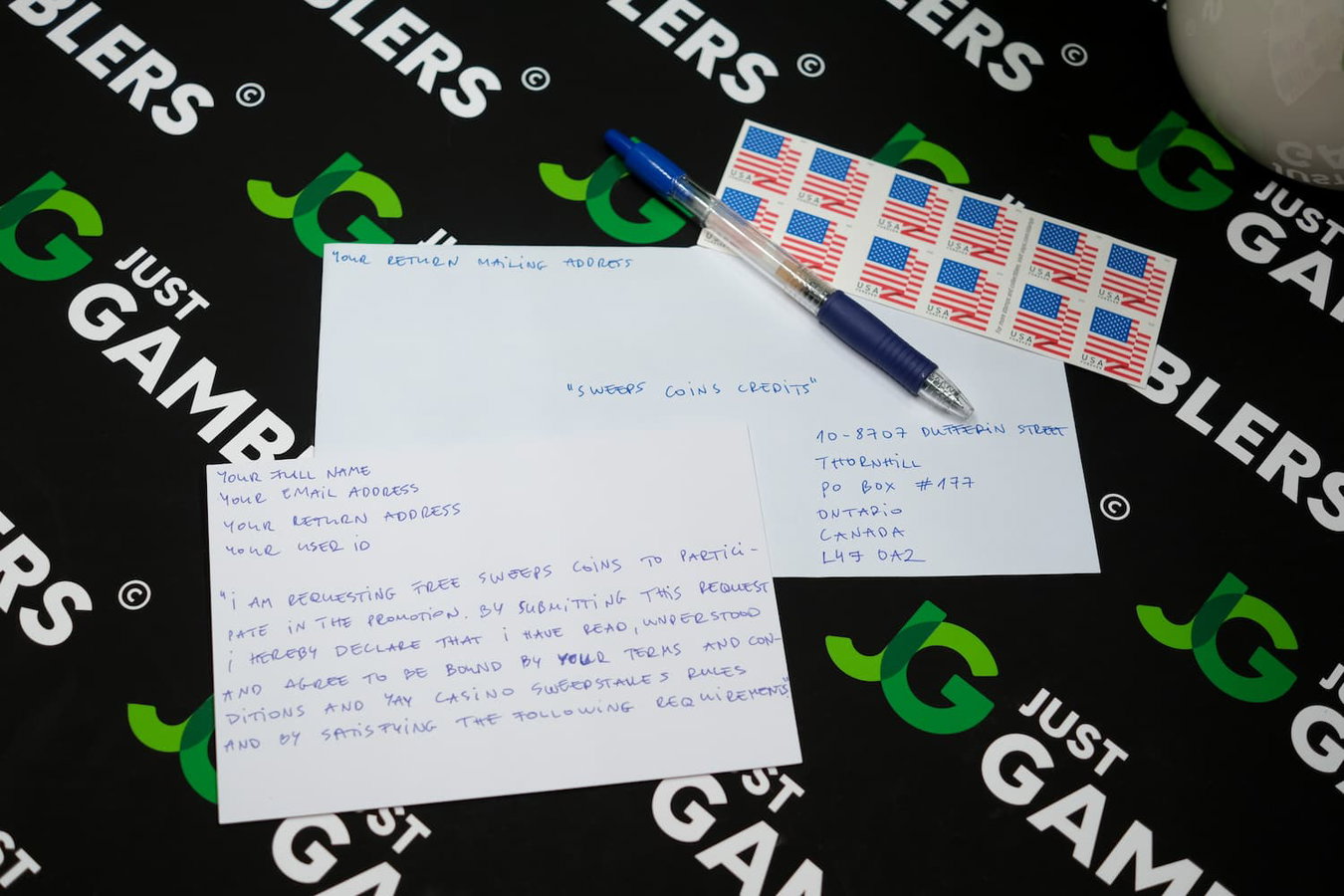 Photo of Yay Casino mail-in instructions page.