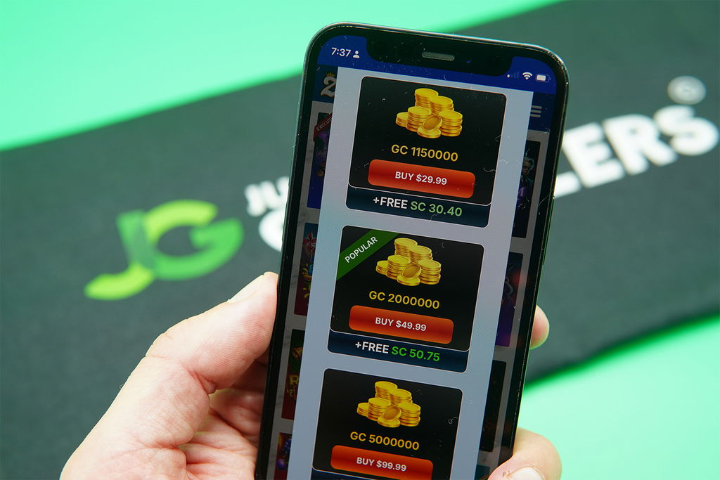 Patrik Lidin holding an iPhone when purchasing coins on Zula Casino.